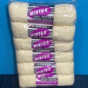 6 NWT ORIGINAL SEAL Wintuk Cream Acrylic Yarn Pack Color 99 Eggshell Lot P578